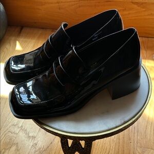 Zara Black Patent Leather Loafers